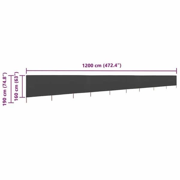 vidaXL 9-Panel Skärm Tyg 1200 x 160 cm Antracit