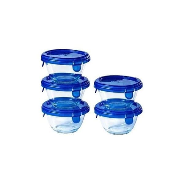 Set med 5 mini skålar - PYREX - Cook & Go - Glas - Rund - Vattentätt lock - 0,2 L