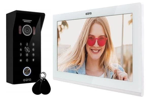 Eura intercom - videotelefon - VDP-99C5 - 4-tråds videointercom 10 tum 2 WiFi-ingångar RFID-kryptering 1080p Vit