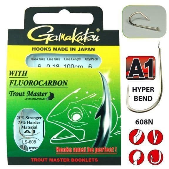 Gamakatsu Trout Master Fluorocarbon LS-608 krok - nickel/silver - 8