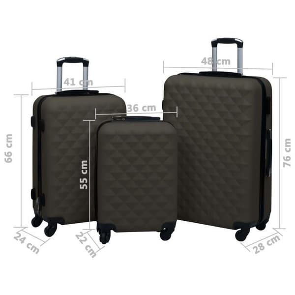 vidaXL Hardside Bagage Set 3 st Antracit ABS 92417