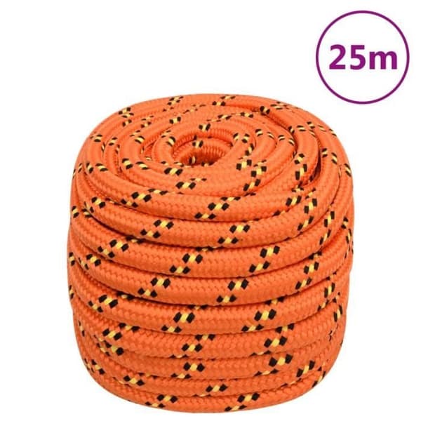 vidaXL Båtkabel Orange 20 mm 25 m Polypropen 152685