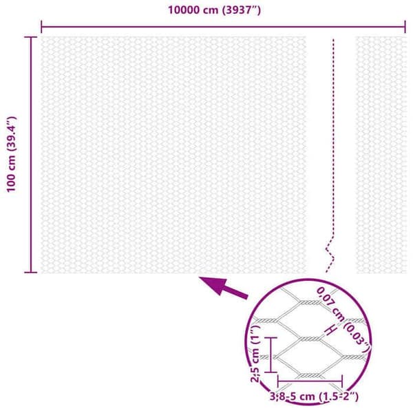 vidaXL Hexagonal stängsel Grå 1 x 100 m PVC 42005606
