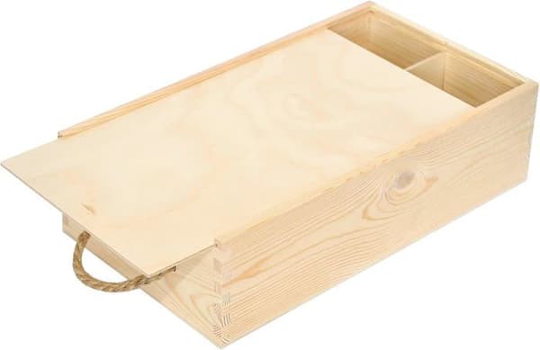 Vinlåda i trä omålad - Creative Deco - 2 flaskor - 35 x 21 x 11 cm