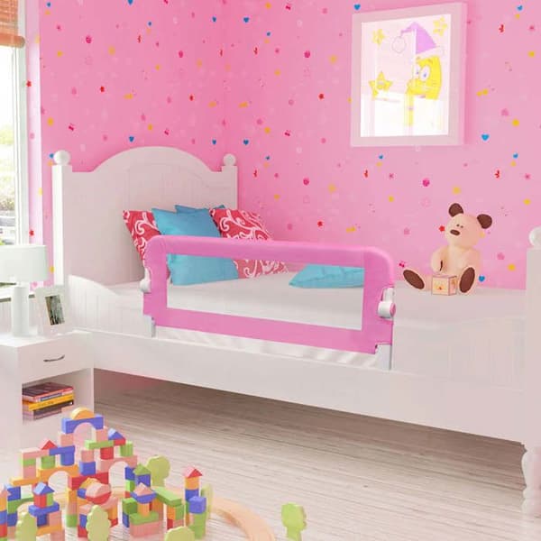 vidaXL Barnsäng Säkerhetsstaket Rosa 120x42 cm Polyester 10170