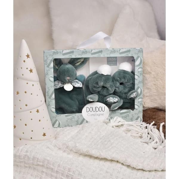 Presentlåda Min kanin-doudou + mina tofflor från Doudou&Compagnie