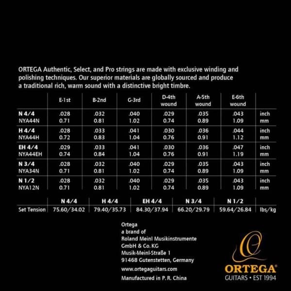 Ortega NYA44H Spel av snöre Äkta Nylon Gitarrsträngar