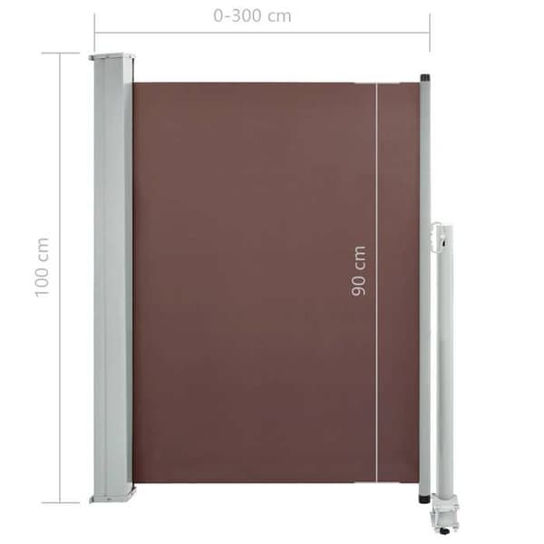 vidaXL Infällbar uteplats Sidomarkis 100x300 cm Brun