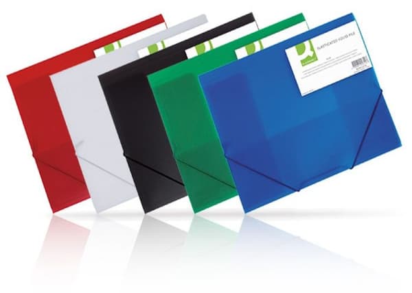 Q-Connect A4 elastisk mapp med 3 flikar 400 mic Transparent blå KF02312