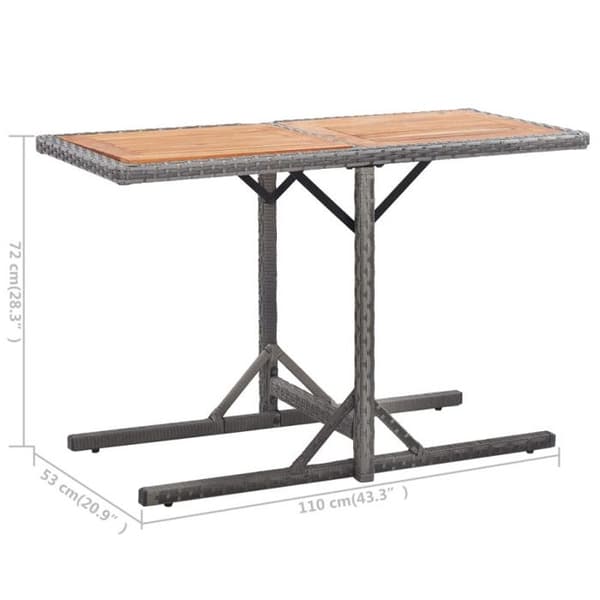 Trädgårdsbord - VIDAXL - Rektangulär - Flätad resin - Akaciaträ - Antracit