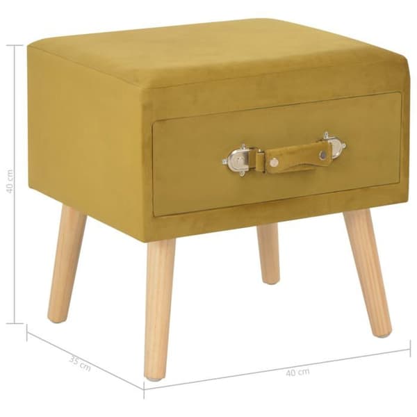 Sängbord - VIDAXL - Senap - 40x35x40 cm - Sammet
