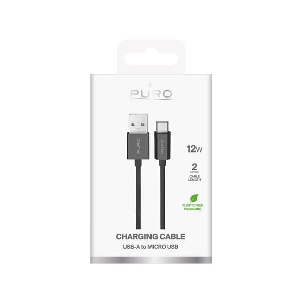 USB-A - microUSB TPE 12 W 2 m - svart