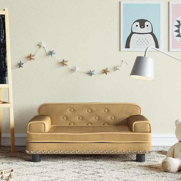 vidaXL Barnsoffa brun 70x45x30 cm sammet, mini soffa, mini soffa-stol, mini soffa för barn, soffa av 3196298