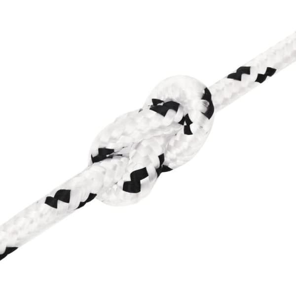 152771 vidaXL flätat båtrep Vit 10 mmx25 m polyester