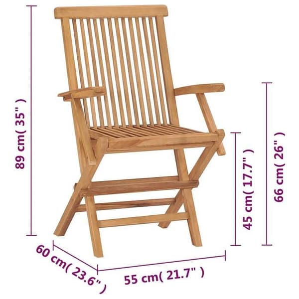 vidaXL Fällbara trädgårdsstolar set om 2 i solid teak 41999