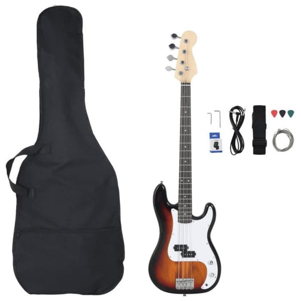Nybörjare elektrisk basgitarr brun och vit 4 4 46