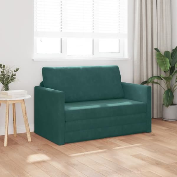 Sängsoffa 2 i 1 Grön Mörk 124x204x61 cm Sammet