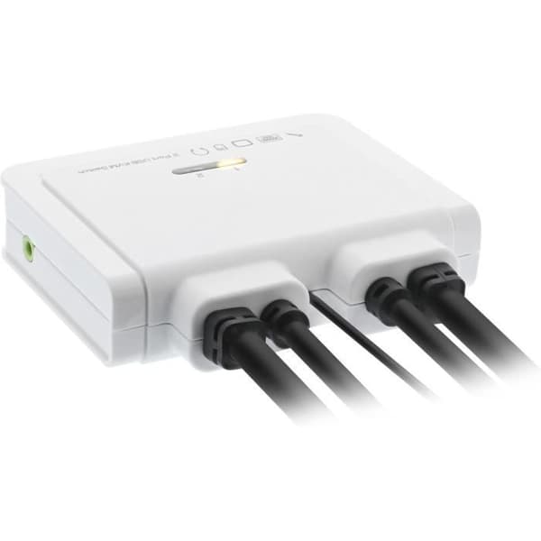 KVM-switch - InLine - 63613I - USB DisplayPort 2 vägar - Upplösning 3840x2160 - Vit