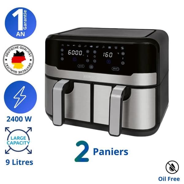 Fritös utan olja - HEINRICH'S - HFR 8214 - 9L - 2400W - Taktile med 9 program