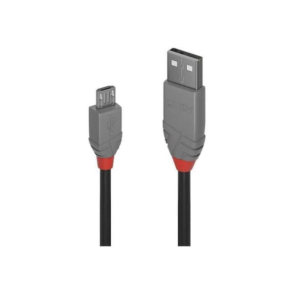 Lindy Anthra Line 5m USB A till Micro-USB B 2.0 480 Mbit/s Kabel Svart Grå