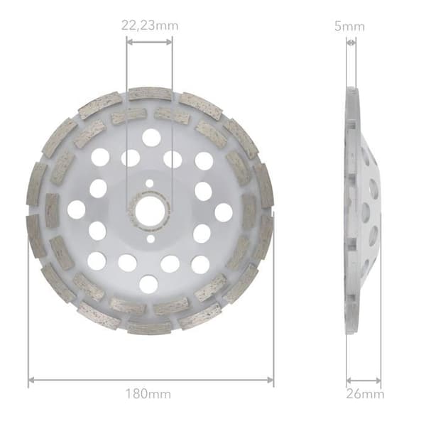 Meule Platta Diamantée PRODIAMANT 180mm Universell Dubbel Rad