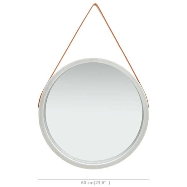 vidaXL Väggspegel med rem 60 cm Silver