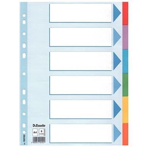 ESSELTE CF20 INTERCALAR KARTONG 6 TCOLORS A4