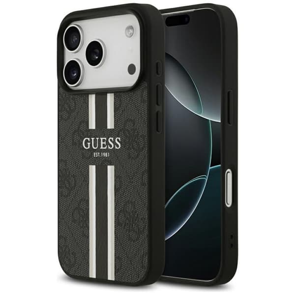 Guess Hardcase 4G Tryckt Randig MagSafe för iPhone 17 Pro - Svart