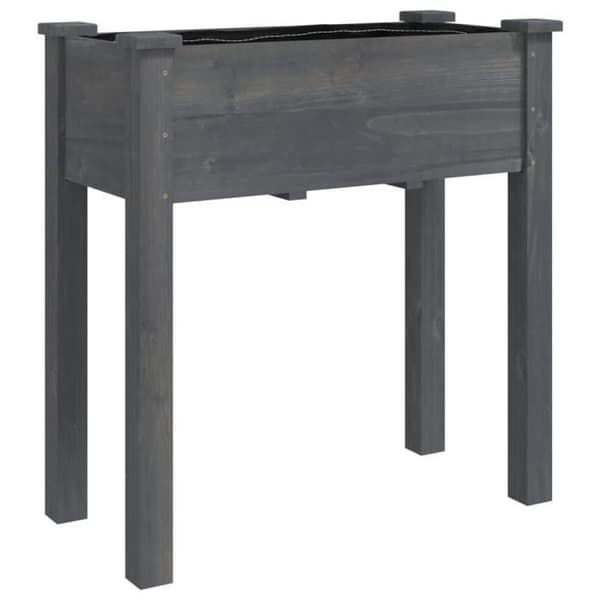 vidaXL planteringskar med grått foder 71x37x76 cm massivt granträ 364232