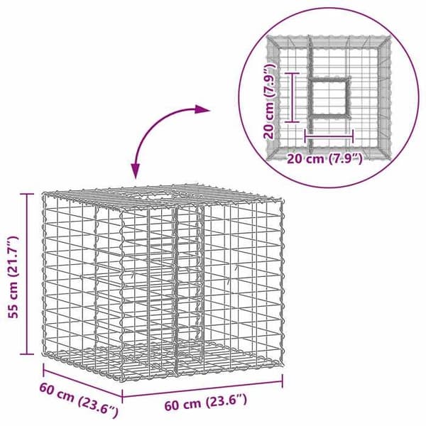 vidaXL Hög säng gabion Silver 42033320