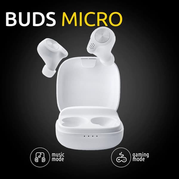 Intenso Buds Micro T200 Trådlösa Hörlurar Bluetooth 5.3 25 Timer Vit