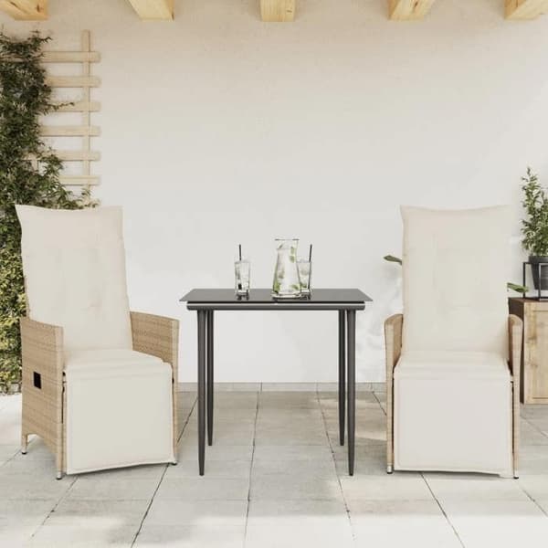 vidaXL Trädgårdsfällstolar set om 2 med beige kuddar, fällstol för trädgården, fällstol 365669