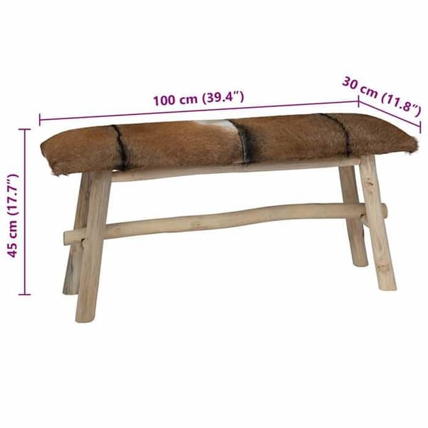 vidaXL bänk i äkta läder teak