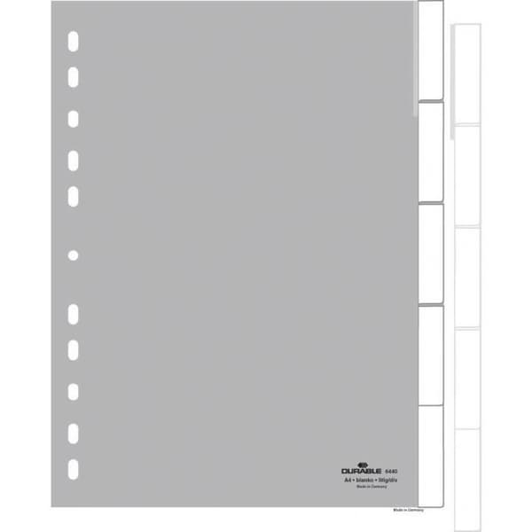 DURABLE Register 1-5 DIN A4 polypropylen grå - 5 svetsade flikar, utbytbara etiketter