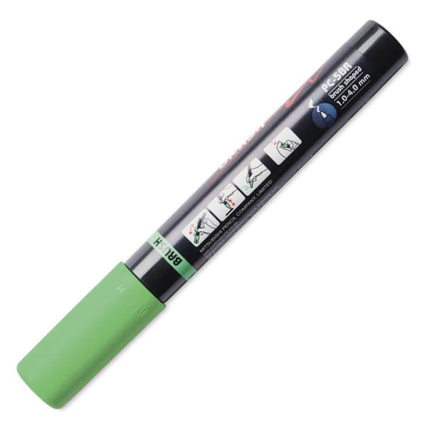 POSCA-kritor - Ljusgrön - Penselspets - PC5BR - Alla ytor