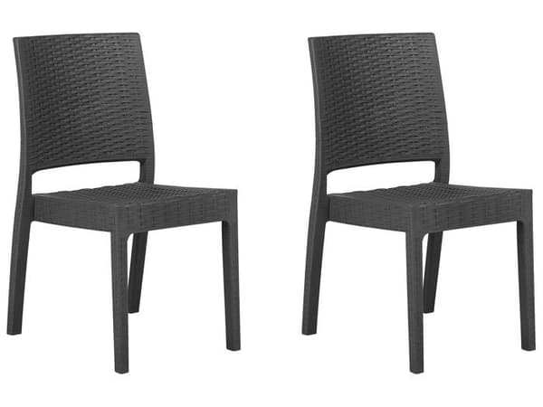 Set med 2 mörkgrå trädgårdsstolar FOSSANO