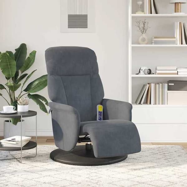 vidaXL Massagefåtölj Fåtölj Mörkgrå sammet 356694
