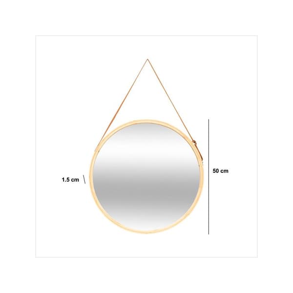 Rund väggspegel med läderrem D50cm - 5 five simply smart
