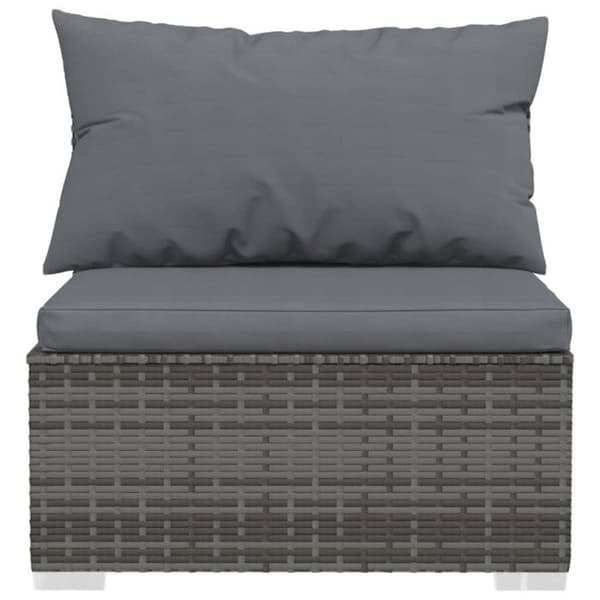 vidaXL Garden Central Soffa med Kuddar Grå Hartsvävd