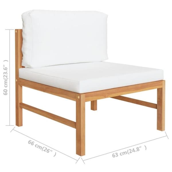 vidaXL 2-delad trädgårdsset med krämkuddar teak