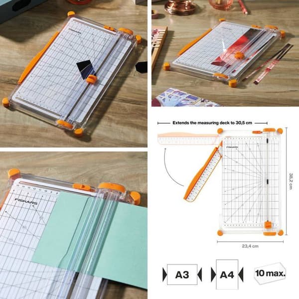 Massicot Fiskars SureCut A4 Stor Kapacitet Vit/Orange