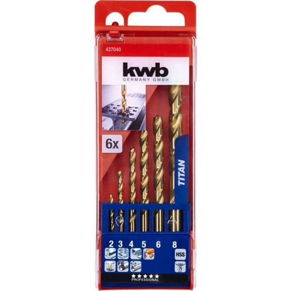 KWB TITANIUM HSS spiralborrsats, 6 delar - 427040