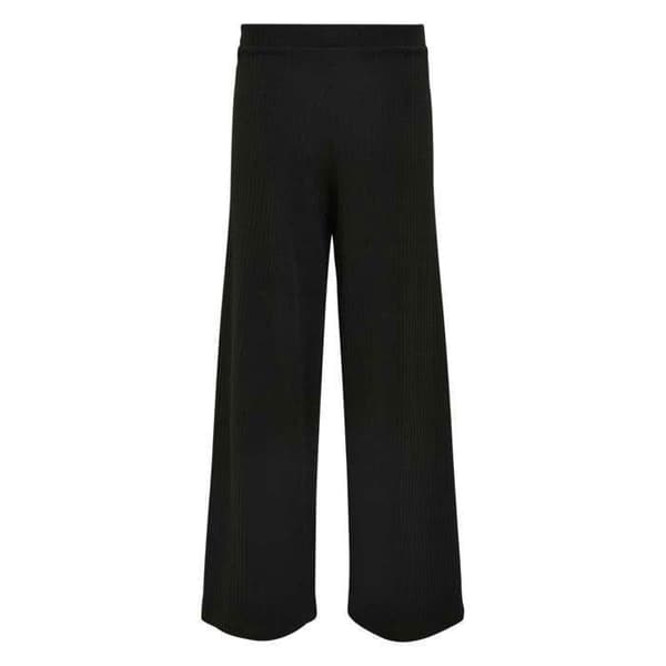 Enfärgad svart bootcut-byxa i ribbat sammet med elastisk midja
