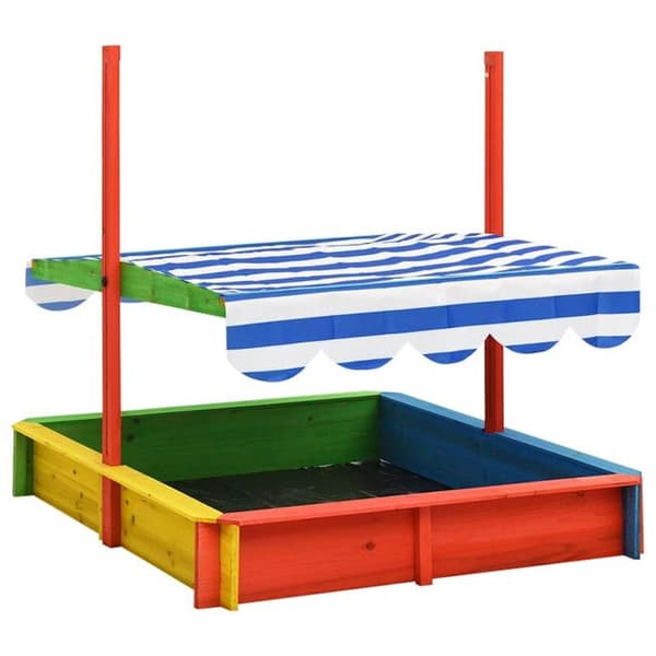 vidaXL Sandlåda med justerbart tak Furu Multicolor UV50