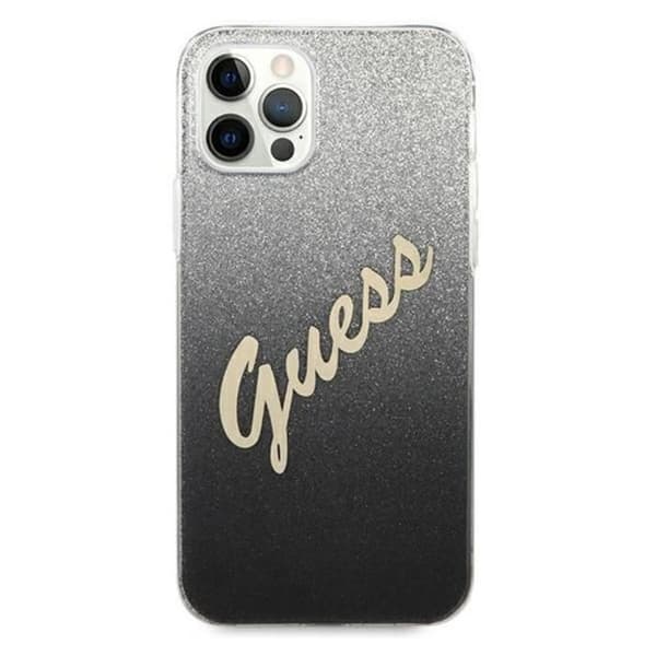 Telefonfodral - Guess - Glitter Gradient Script - Svart - Stötskydd - Trådlöst kompatibelt