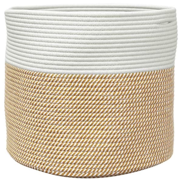Brun och vit förvaringskorg Ø40x35 cm bomull