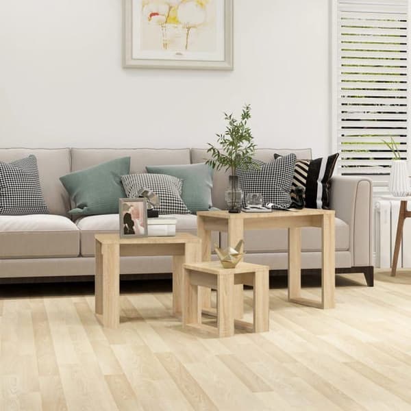 vidaXL häckningsbord 3 st Sonoma Oak Engineered Wood 808606