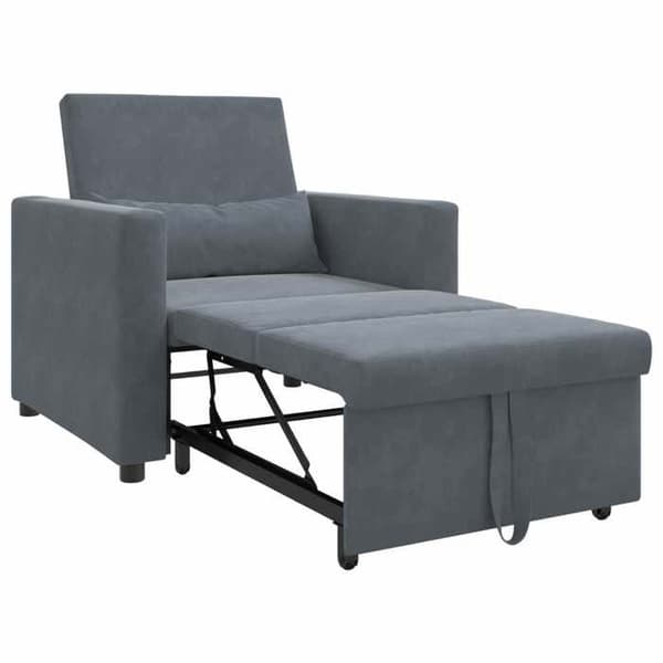 vidaXL Enkel sängsoffa med hjul Mörkgrå Sammet 42002698