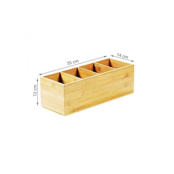 Redskapsbricka - KESPER - Bambuförvaringslåda - 4 fack - 35x12x14 cm