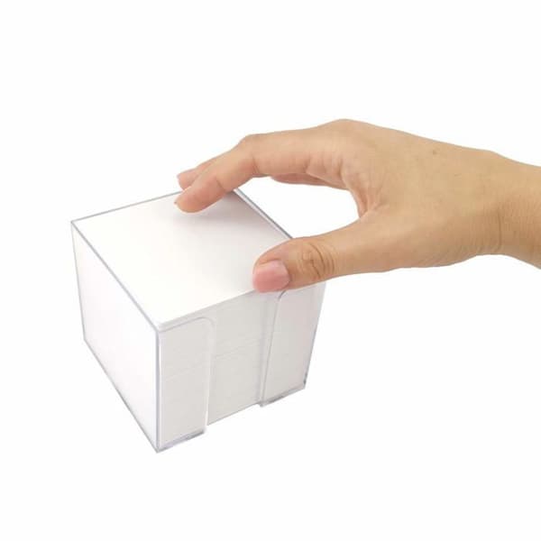 D.rect - 9461 - Plastblock, Cube-memo med 700 blad, 85 x 85 x 80 mm, Minnesbox, Vit fylld